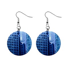 City Blue Building Construction Mini Button Earrings by Pakrebo