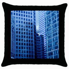 City Blue Building Construction Throw Pillow Case (black) by Pakrebo