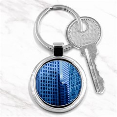 City Blue Building Construction Key Chain (round) by Pakrebo