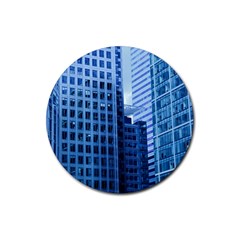 City Blue Building Construction Rubber Coaster (round)  by Pakrebo