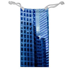 City Blue Building Construction Jewelry Bag by Pakrebo