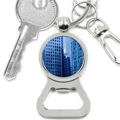 City Blue Building Construction Bottle Opener Key Chain by Pakrebo