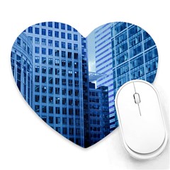 City Blue Building Construction Heart Mousepads by Pakrebo