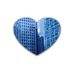 City Blue Building Construction Heart Coaster (4 Pack)  by Pakrebo