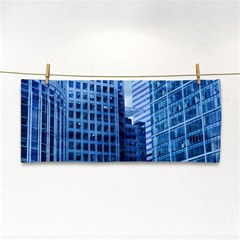 City Blue Building Construction Hand Towel by Pakrebo