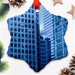 City Blue Building Construction Snowflake Ornament (Two Sides) Front