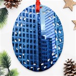 City Blue Building Construction Oval Filigree Ornament (Two Sides) Front