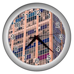 Low Angle Photography Of Beige And Blue Building Wall Clock (silver) by Pakrebo