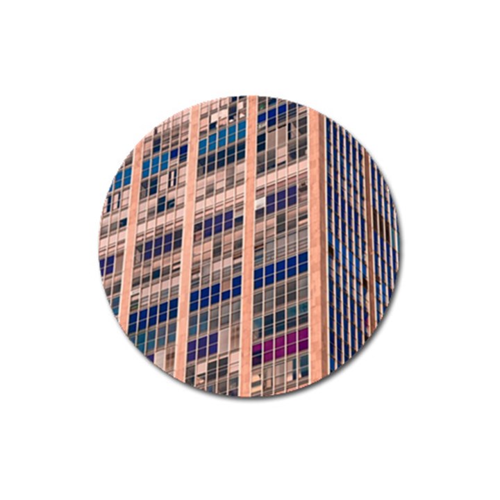 Low Angle Photography Of Beige And Blue Building Magnet 3  (Round)