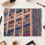 Low Angle Photography Of Beige And Blue Building Cosmetic Bag (XL) Front