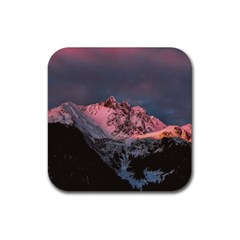 Snowy Summit Rubber Coaster (square)  by Pakrebo