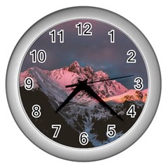 Snowy Summit Wall Clock (silver) by Pakrebo