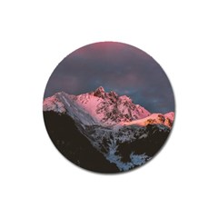 Snowy Summit Magnet 3  (round) by Pakrebo