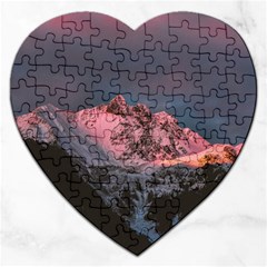 Snowy Summit Jigsaw Puzzle (heart) by Pakrebo