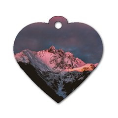 Snowy Summit Dog Tag Heart (one Side) by Pakrebo