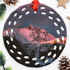 Snowy Summit Round Filigree Ornament (two Sides) by Pakrebo