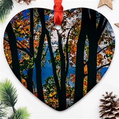 Silhouette Of Trees Ornament (heart) by Pakrebo