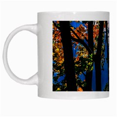 Silhouette Of Trees White Mugs by Pakrebo