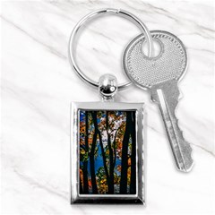 Silhouette Of Trees Key Chain (rectangle) by Pakrebo