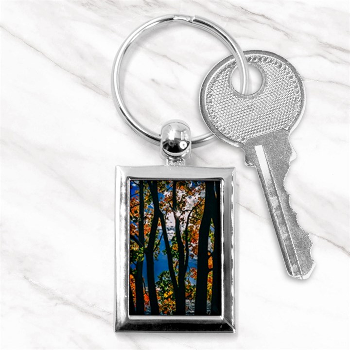 Silhouette Of Trees Key Chain (Rectangle)