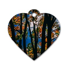 Silhouette Of Trees Dog Tag Heart (one Side) by Pakrebo