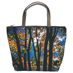 Silhouette Of Trees Bucket Bag by Pakrebo