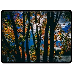 Silhouette Of Trees Fleece Blanket (large)  by Pakrebo