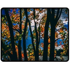 Silhouette Of Trees Fleece Blanket (medium)  by Pakrebo