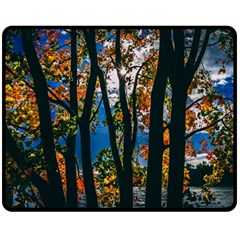 Silhouette Of Trees Double Sided Fleece Blanket (medium)  by Pakrebo