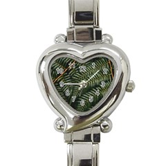 Green Leaves Photo Heart Italian Charm Watch by Pakrebo