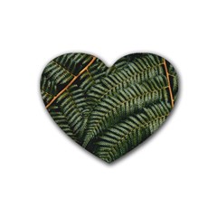 Green Leaves Photo Rubber Coaster (heart) 