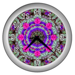 Floral To Be Happy Of In Soul Wall Clock (silver) by pepitasart