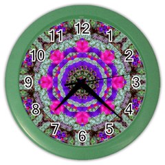 Floral To Be Happy Of In Soul Color Wall Clock by pepitasart