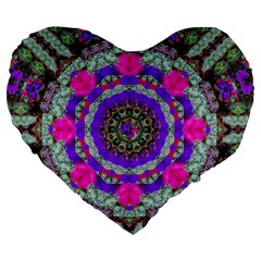 Floral To Be Happy Of In Soul Large 19  Premium Heart Shape Cushions by pepitasart