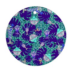 Ice Cream Tropical Pattern Blue Ornament (Round)