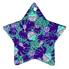 Ice Cream Tropical Pattern Blue Ornament (Star)