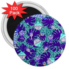 Ice Cream Tropical Pattern Blue 3  Magnets (100 Pack) by snowwhitegirl