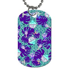 Ice Cream Tropical Pattern Blue Dog Tag (One Side)