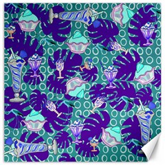 Ice Cream Tropical Pattern Blue Canvas 16  x 16 