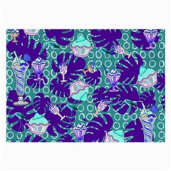 Ice Cream Tropical Pattern Blue Large Glasses Cloth