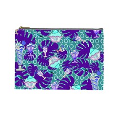 Ice Cream Tropical Pattern Blue Cosmetic Bag (Large)