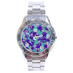 Ice Cream Tropical Pattern Blue Stainless Steel Analogue Watch