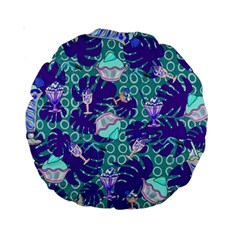 Ice Cream Tropical Pattern Blue Standard 15  Premium Round Cushions