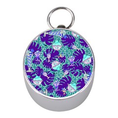 Ice Cream Tropical Pattern Blue Mini Silver Compasses