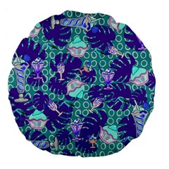 Ice Cream Tropical Pattern Blue Large 18  Premium Flano Round Cushions