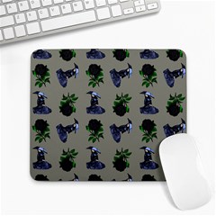 Gothic Girl Rose Grey Pattern Large Mousepads by snowwhitegirl