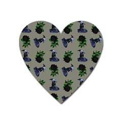 Gothic Girl Rose Grey Pattern Heart Magnet by snowwhitegirl