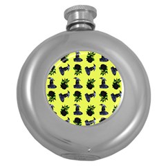 Gothic Girl Rose Yellow Pattern Round Hip Flask (5 Oz) by snowwhitegirl