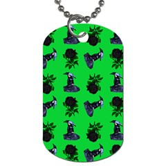 Gothic Girl Rose Green Pattern Dog Tag (one Side) by snowwhitegirl