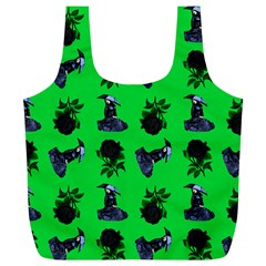 Gothic Girl Rose Green Pattern Full Print Recycle Bag (xl) by snowwhitegirl